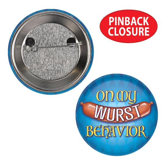Beistle 2" On My Wurst Behavior Buttons, 6ct.